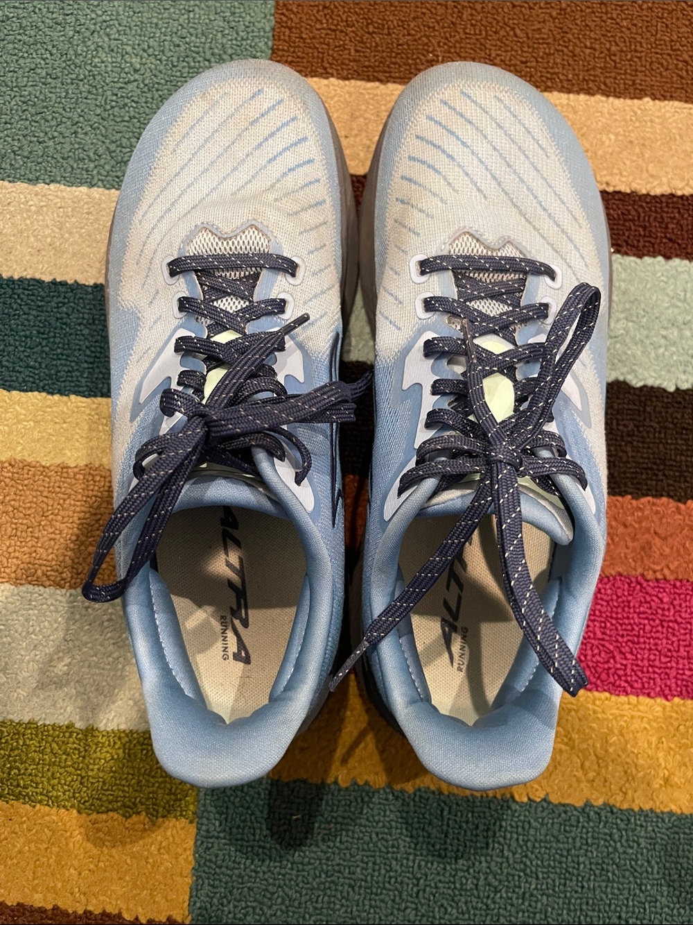 Altra Light Blue Running Shoes with Navy Reflective Laces
